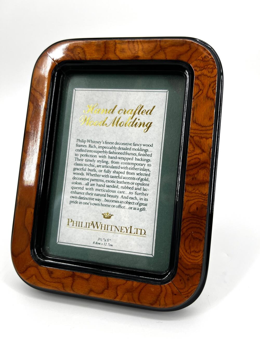 Philip Whitney Ltd. Hand Crafted 3"x5" Photo Frame Burled Veneer Preowned